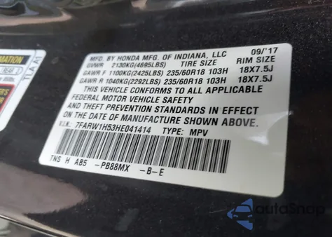 2017 Honda Cr-V Ex z USA, uszkodzony, nr VIN 7FARW1H53HE041414